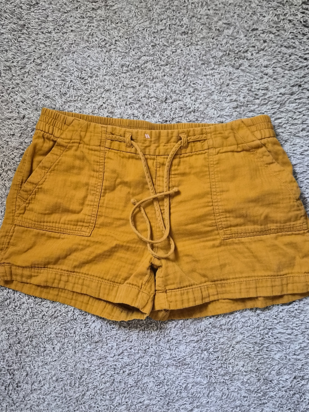 Old Navy Mustard Drawstring Linen-Blend Shorts